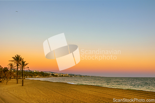 Image of Marbella beach in sunset