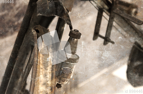 Image of Close-up of a vintage bicycle generator