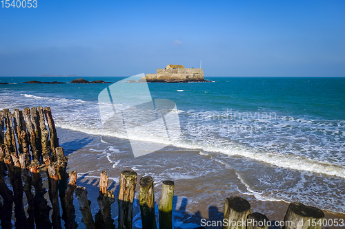 Image of Saint-Malo sea view and fortress, brittany, France