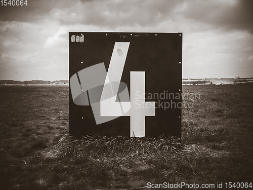 Image of Number 4 countdown panel in Templehof Airport, Berlin, Germany