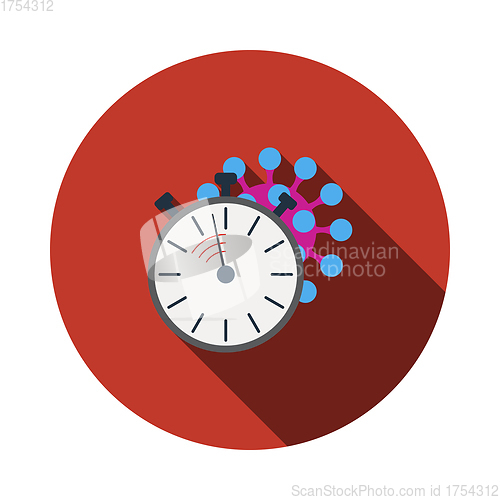 Image of Coronavirus Molecule Under Stopwatch Icon