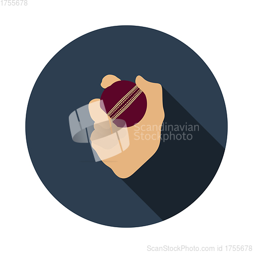 Image of Hand Holding Cricket Ball Icon