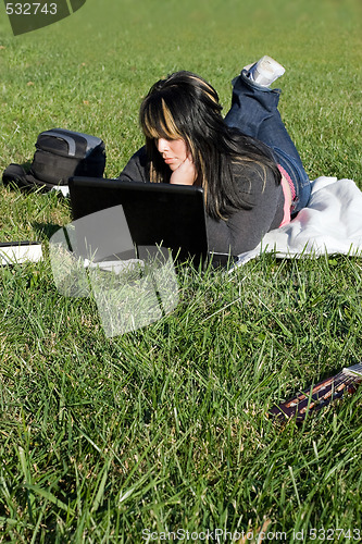 Image of Girl Using a Laptop