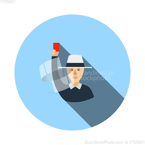 Image of Cricket Umpire With Hand Holding Card Icon