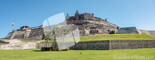 Image of Castle Fortress San Felipe de Barajas Fort, Cartagena de Indias, Caribbean coast of Colombia.