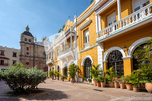 Image of Church Iglesia de San Pedro Claver, colonial buildings located in Cartagena de Indias, in Colombia