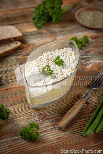 Image of Glass bowl with polenta