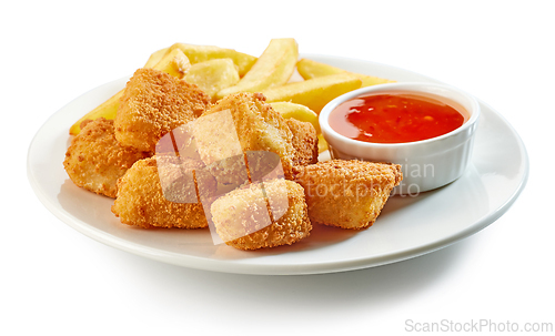 Image of fried fish fillet nuggets