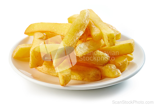 Image of fried potatoes on white background