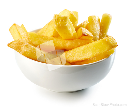 Image of fried potatoes on white background