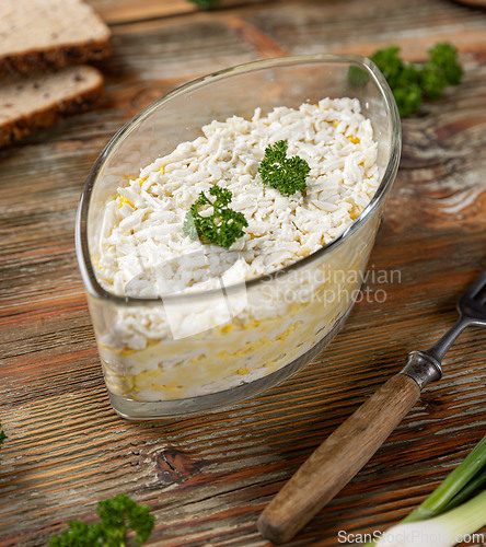 Image of Glass bowl full of polenta