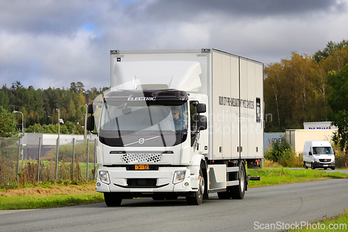 Image of New Volvo FE Electric Delivery Truck on Road