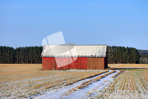 Image of Red Rural Barn in November 