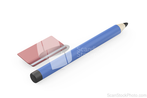 Image of Blue pencil and red eraser