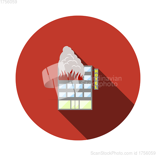 Image of Hotel Building In Fire Icon
