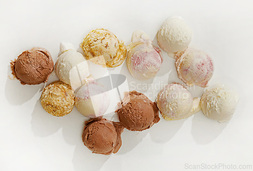 Image of set of various ice cream balls