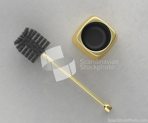 Image of Golden toilet brush with holder