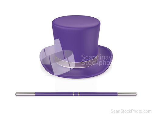 Image of Purple magician top hat and magic wand