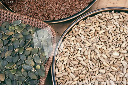 Image of Pumpkin,  flix and sunflower seeds