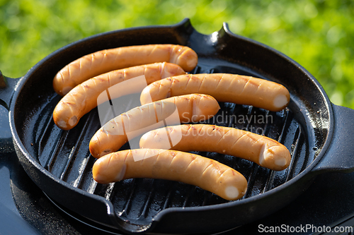 Image of sausages on grill pan