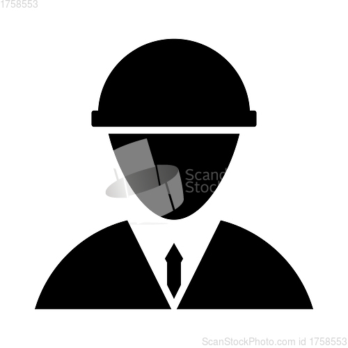 Image of Icon Of Construction Worker Head In Helmet