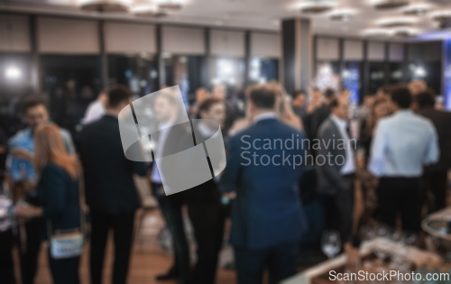 Image of Blurred image of businesspeople at banquet event business meeting event. Business and entrepreneurship events concept