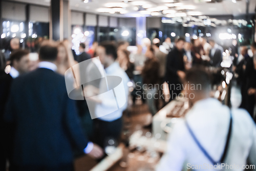 Image of Blurred image of businesspeople at banquet business meeting event. Business and entrepreneurship events concept
