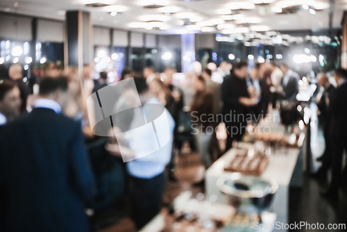 Image of Blurred image of businesspeople at banquet business meeting event. Business and entrepreneurship events concept