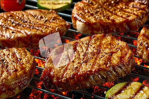 Image of freshly grilled juicy steaks