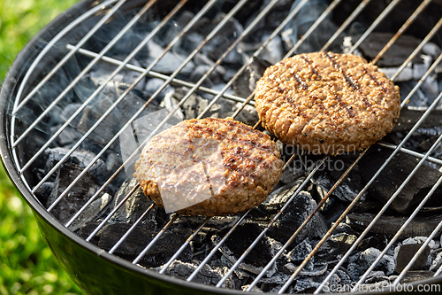Image of grilled burger patties