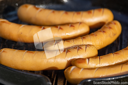 Image of close up of grilled sausages