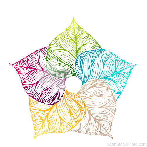 Image of Abstract eco theme flower from multicolored leaves