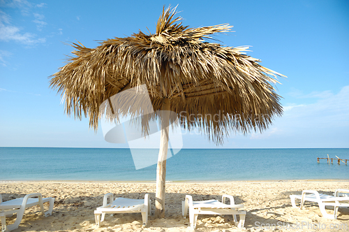 Image of Parasol on exotic beach