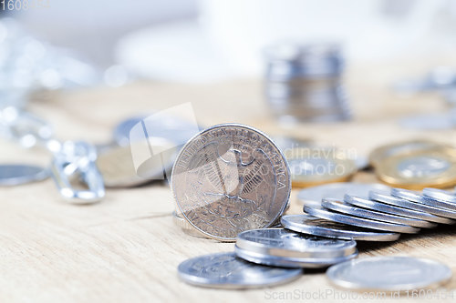 Image of quarter American dollar coins