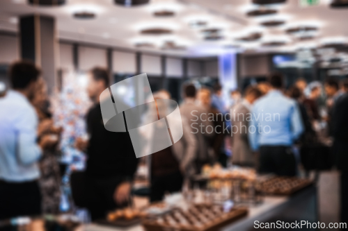 Image of Blurred image of businesspeople at banquet event business meeting event. Business and entrepreneurship events concept