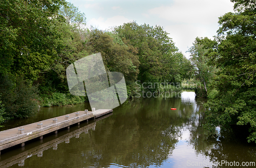 Image of Lifebelt floats on the river Medway, England
