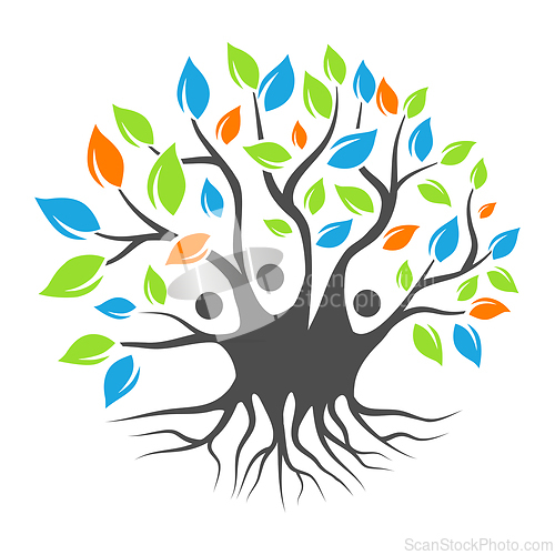 Image of People tree with multicolored leaves