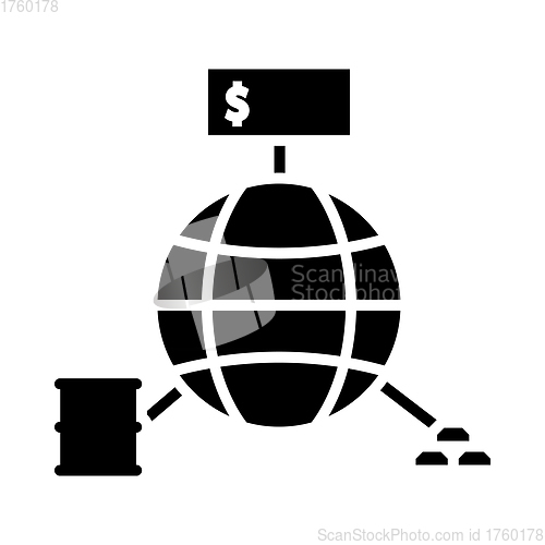 Image of Oil, Dollar And Gold With Planet Concept Icon