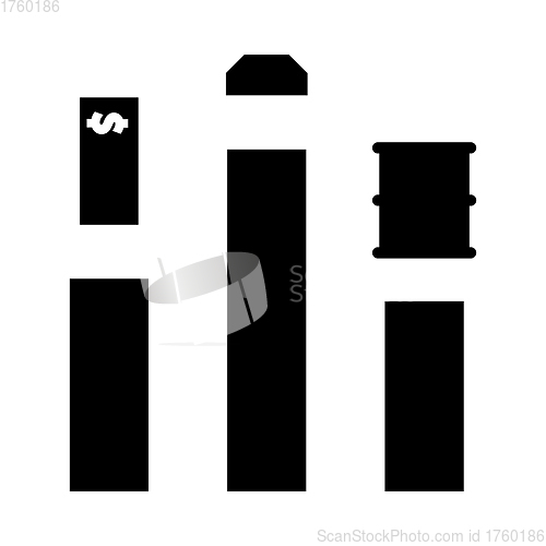 Image of Oil, Dollar And Gold Chart Concept Icon