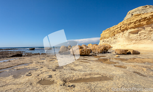 Image of Xwejni Bay, famous beach of island of Gozo, Malta.