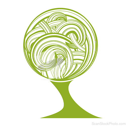 Image of Abstract tree with curly hair instead leaves
