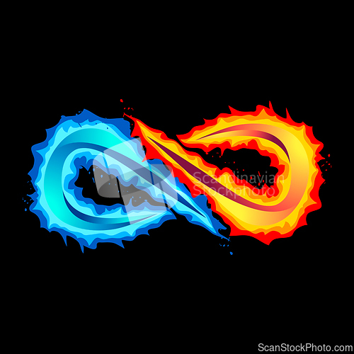Image of Multicolored infinity sign over the black