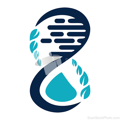Image of Abstract DNA shape with leaves over white