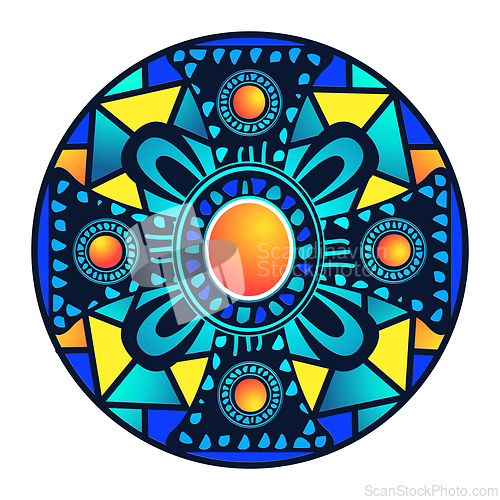 Image of Abstract kaleidoscopic mosaic pattern over white
