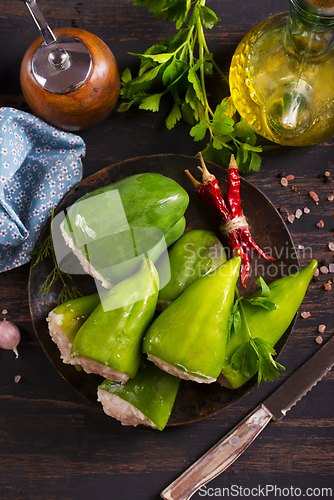 Image of stuffed peppers with meat and rice