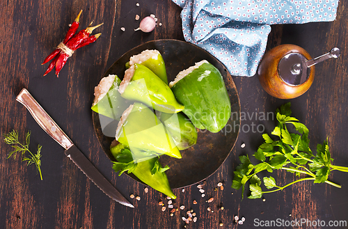 Image of stuffed peppers with meat and rice