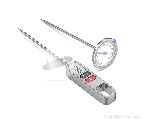 Image of Digital and analog food thermometers