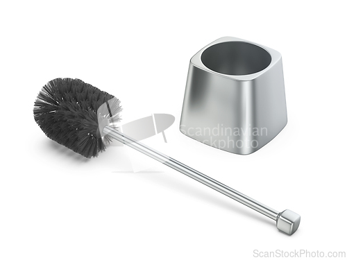Image of Silver toilet brush with holder