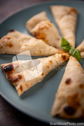 Image of Close up of naan bread slices