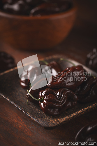 Image of Chocolate habanero peppers